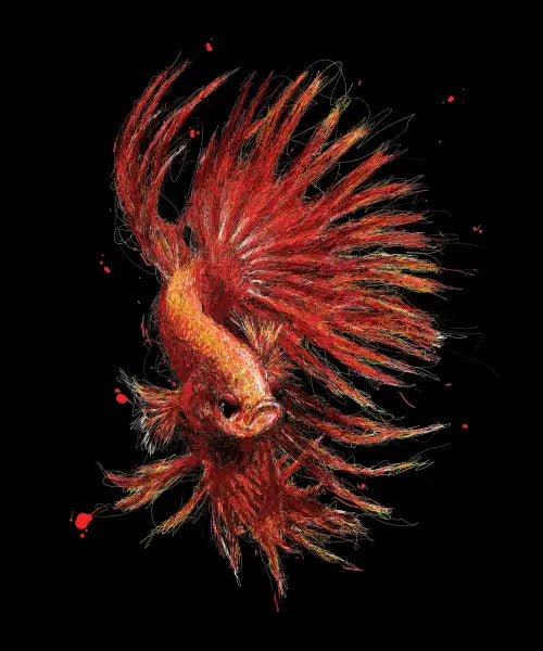 betta fish scribble art
