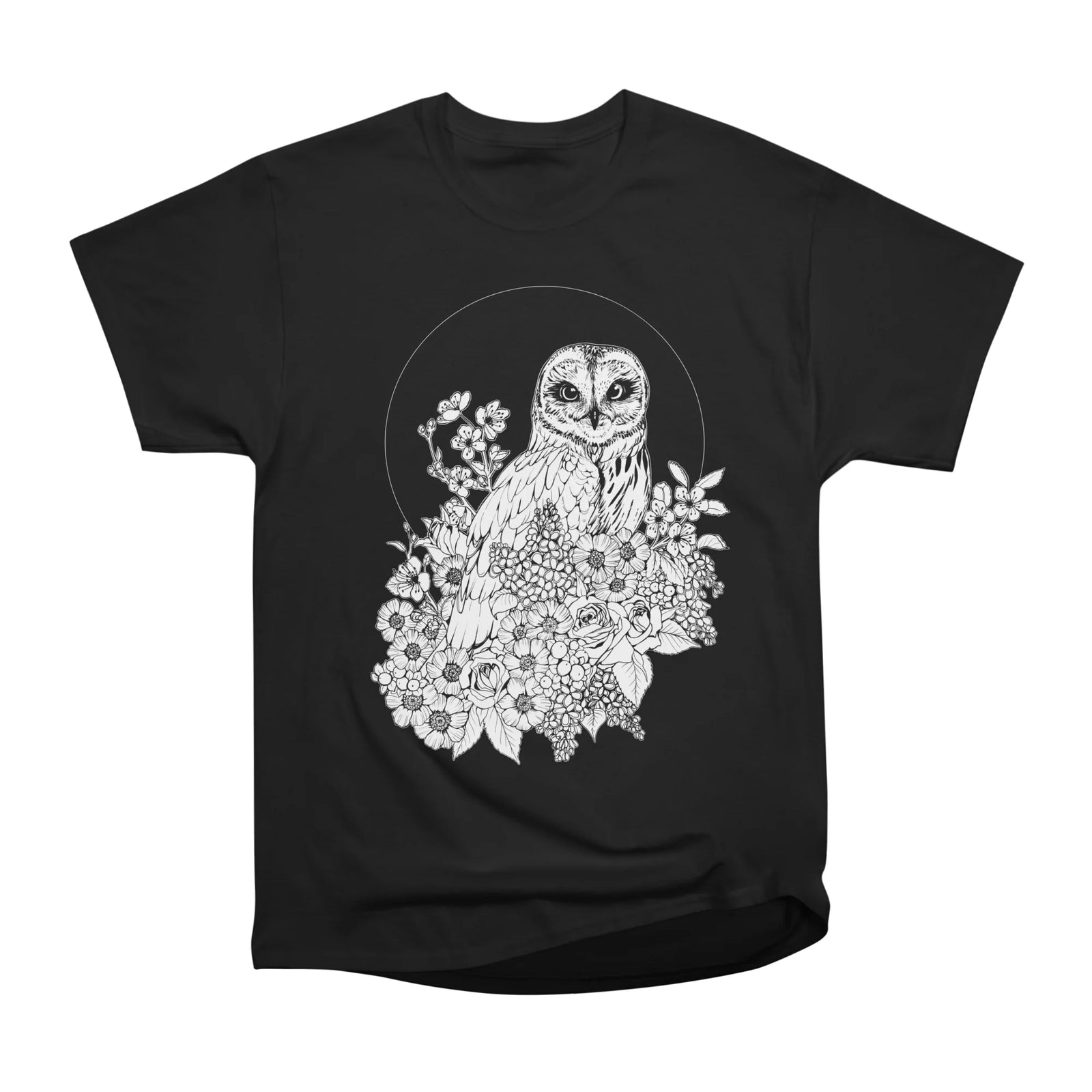 Owl Floral Eclipse - Black Linework Version