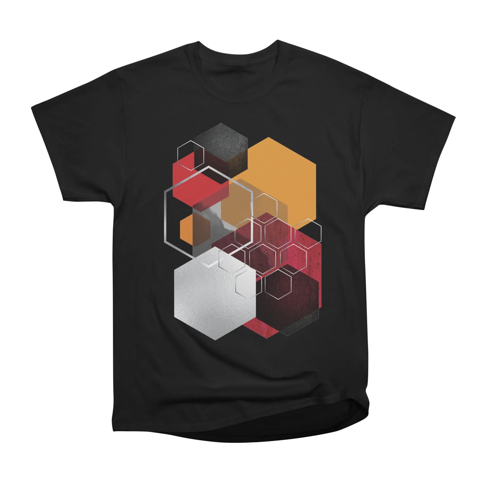 Abstract Hexagons Red Orange
