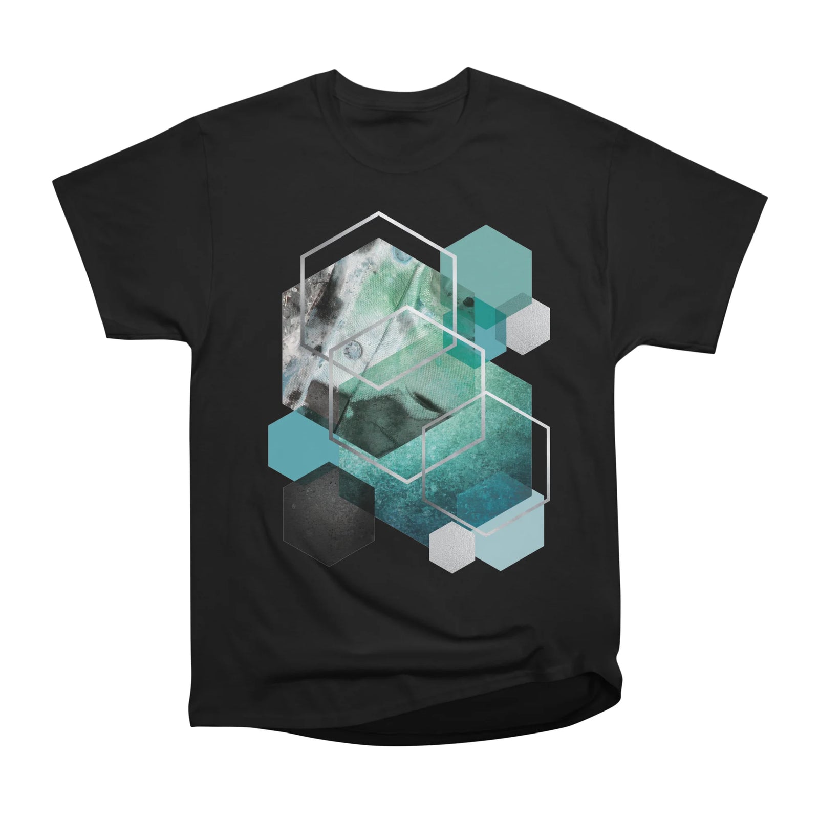 Geometric Teal Silver