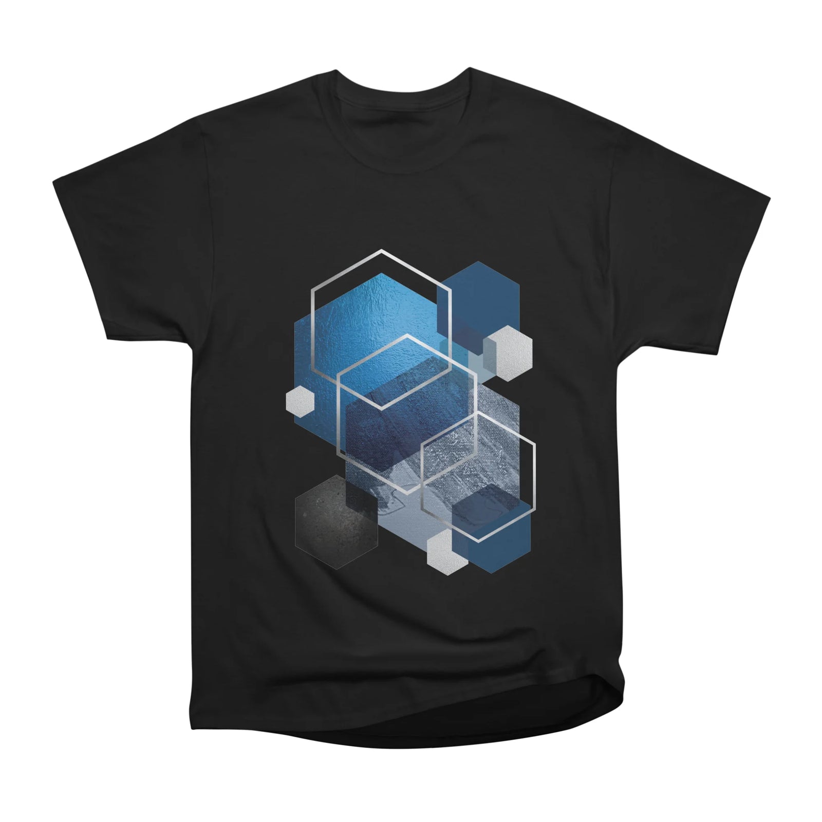Navy Silver Hexagons