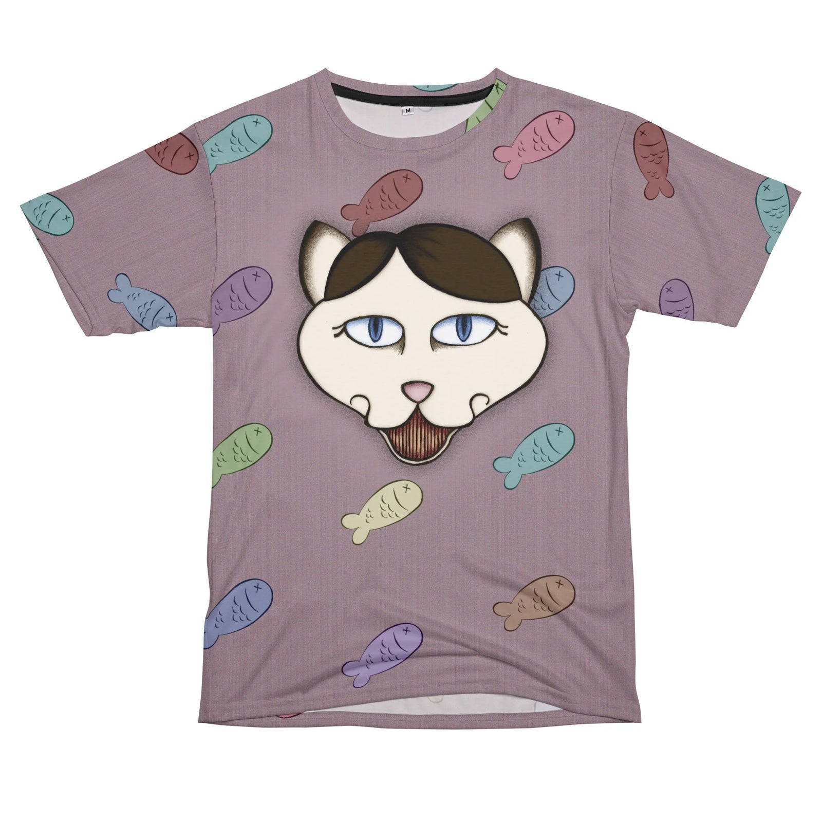 Creepy Kitty (fish pattern background)