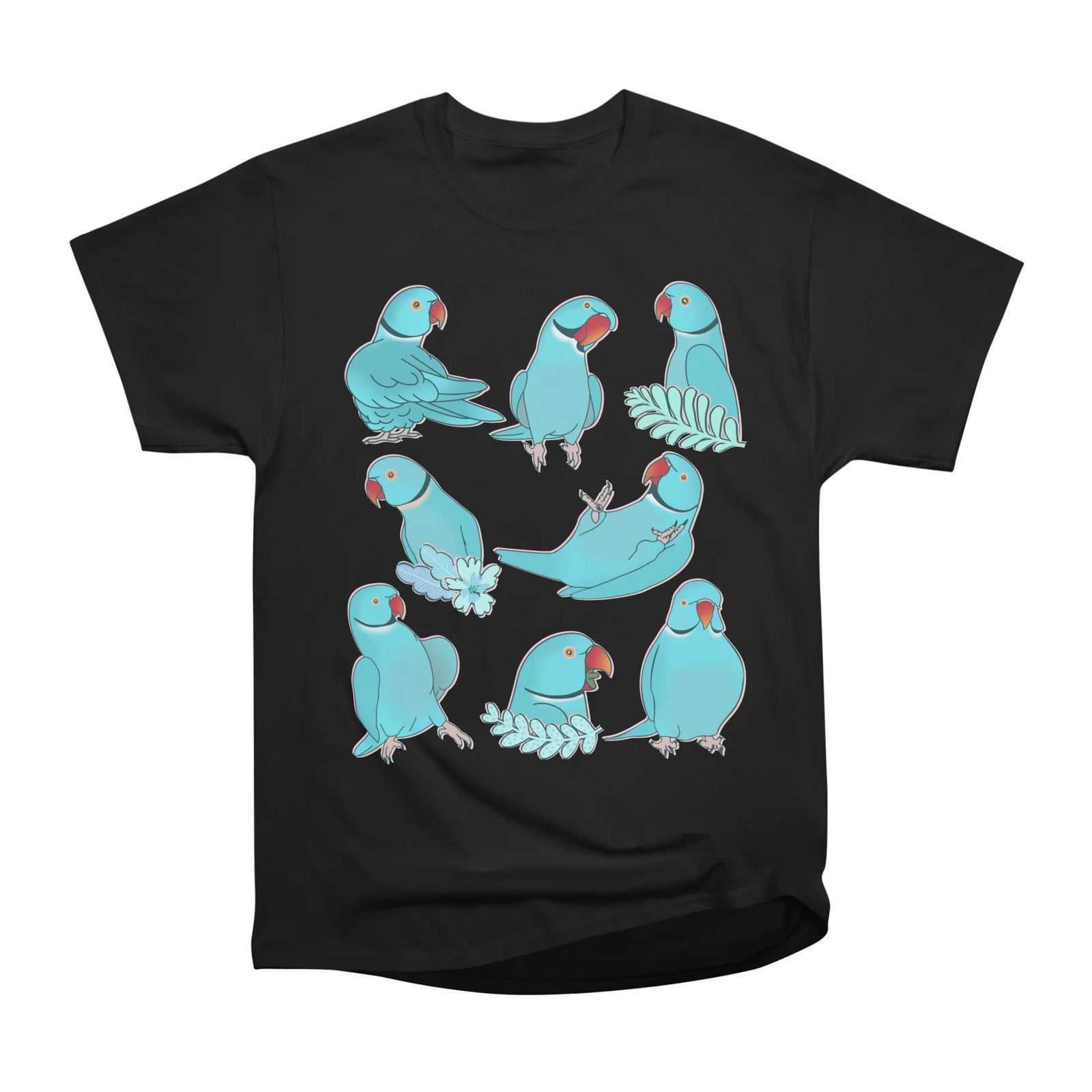 Blue Indian Ringneck Doodle Pattern