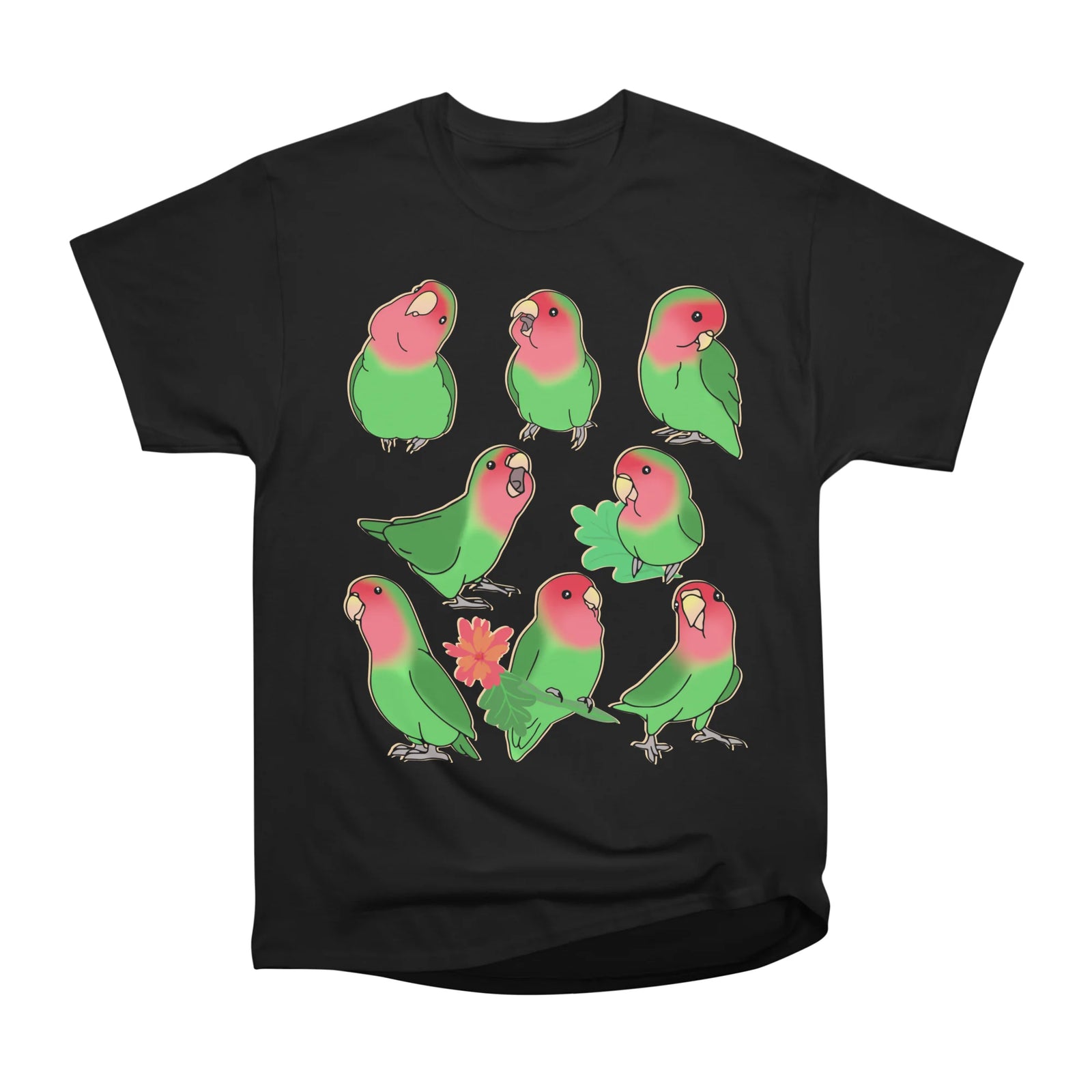 Green Lovebird Doodle Pattern