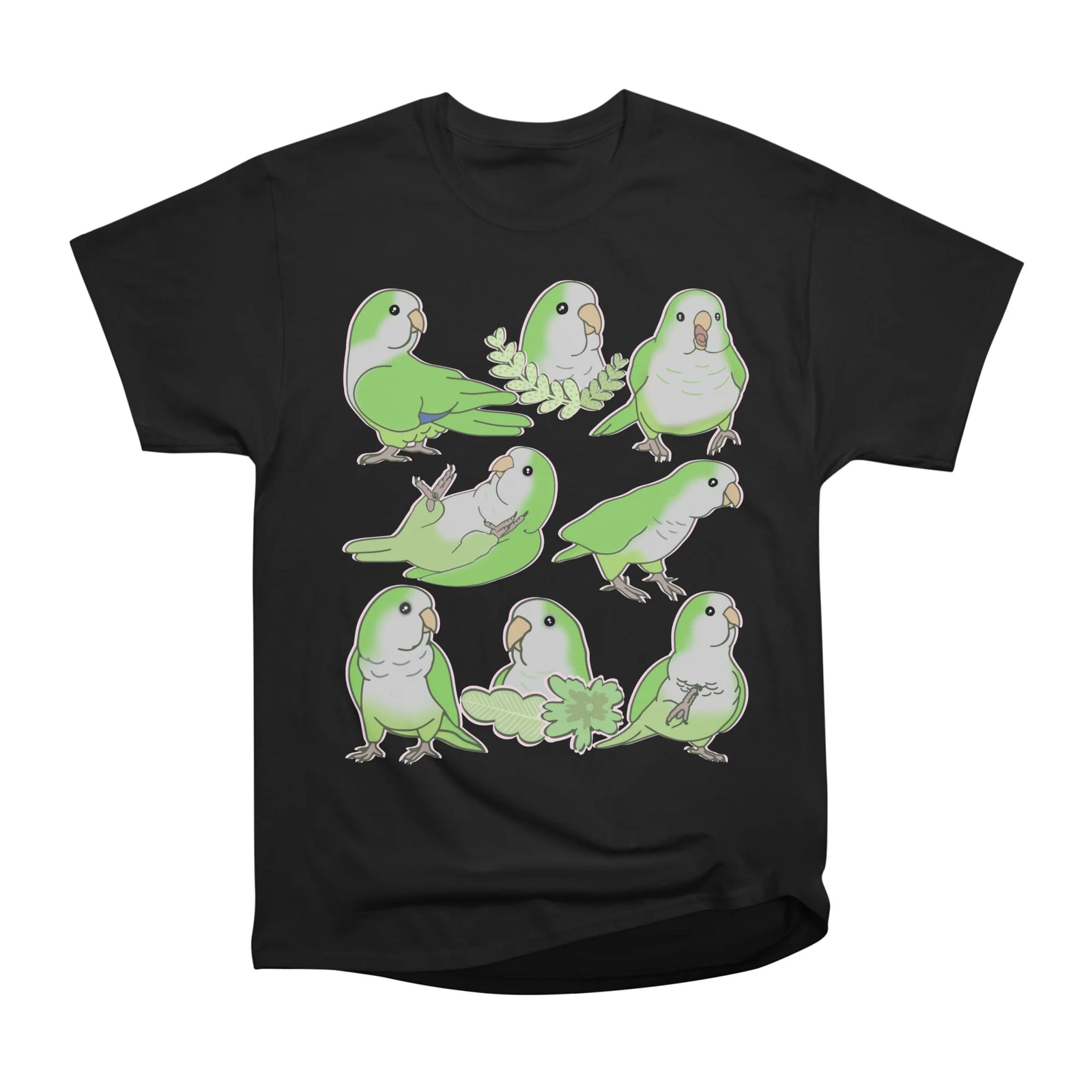 Green Quaker Parrot Doodle Pattern