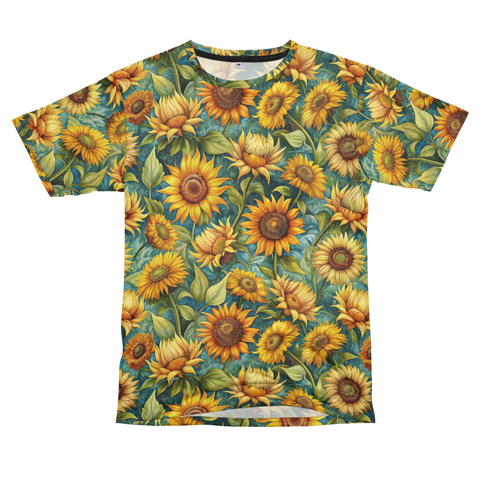 Sunflower Pattern on Blue Background
