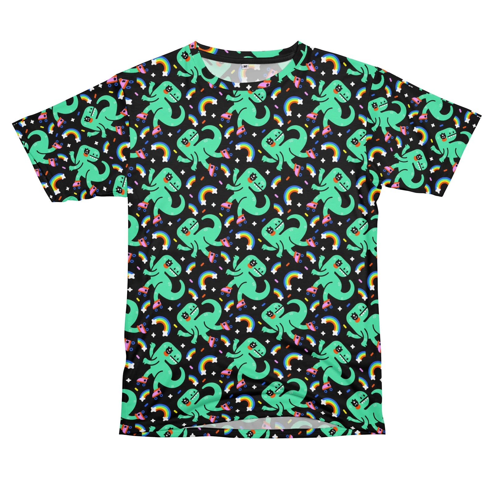 Roller Skating Rainbow Dinosaur Pattern